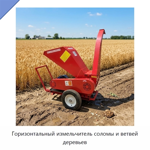 Горизонтальный измельчитель соломы и ветвей деревьев