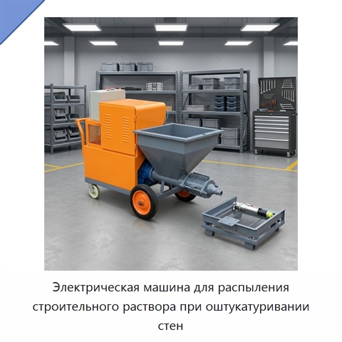 Электрическая машина для распыления строительного раствора при оштукатуривании стен
