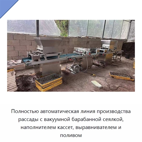 Полностью автоматическая линия производства рассады с вакуумной барабанной сеялкой, наполнителем кассет, выравнивателем и поливом