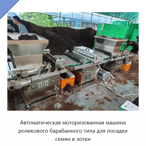 Автоматическая моторизованная машина роликового барабанного типа для посадки семян в лотки