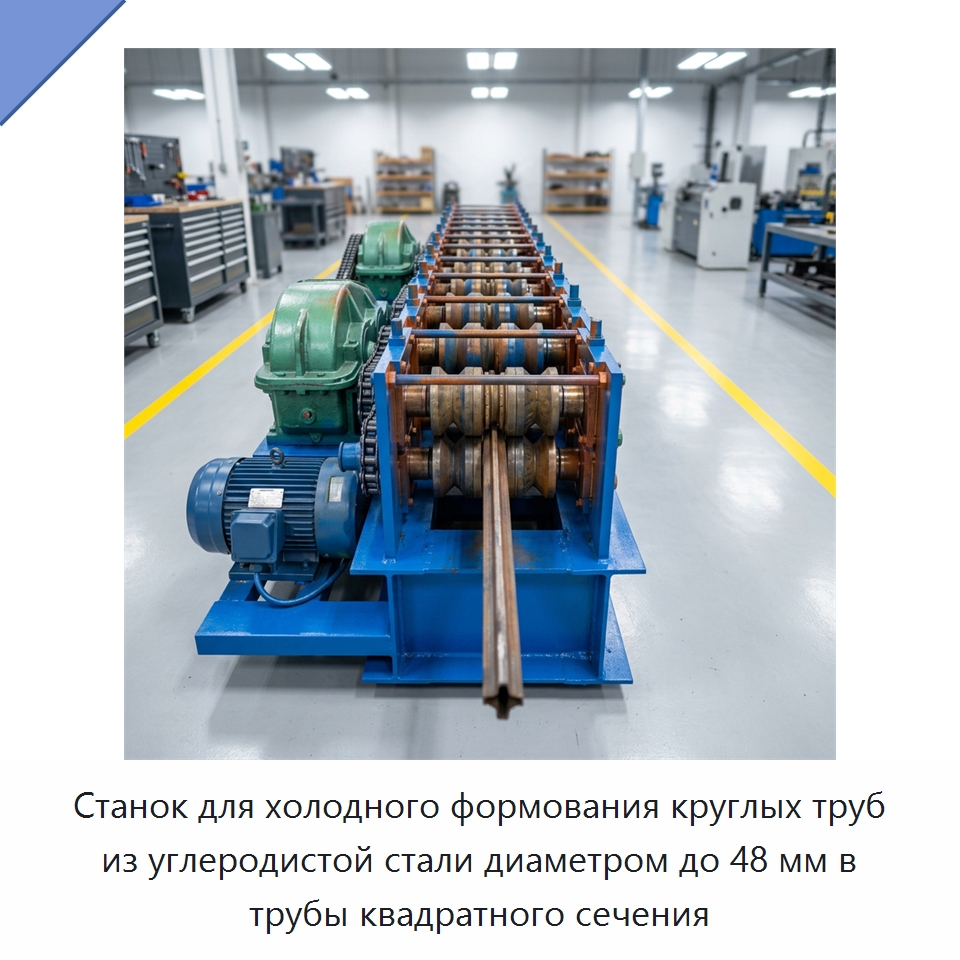 Станок для холодного формования круглых труб из углеродистой стали диаметром до 48 мм в трубы квадратного сечения — Специальная строительная техника