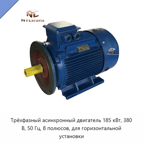 Трёхфазный асинхронный двигатель 185 кВт, 380 В, 50 Гц, 8 полюсов, для горизонтальной установки