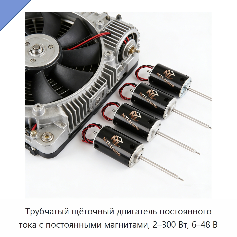 Трубчатый щёточный двигатель постоянного тока с постоянными магнитами, 2–300 Вт, 6–48 В — Электродвигатели постоянного тока