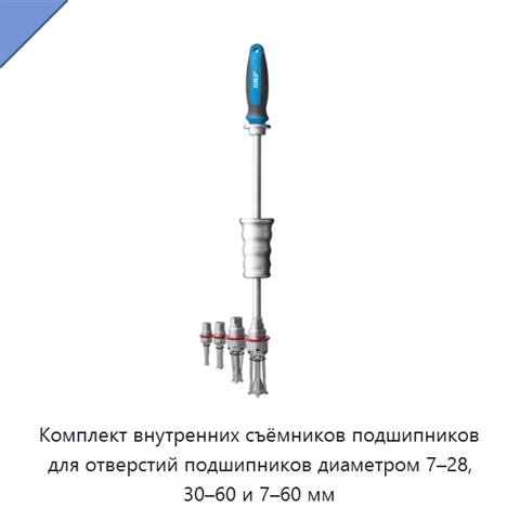 Комплект внутренних съёмников подшипников для отверстий подшипников диаметром 7–28, 30–60 и 7–60 мм
