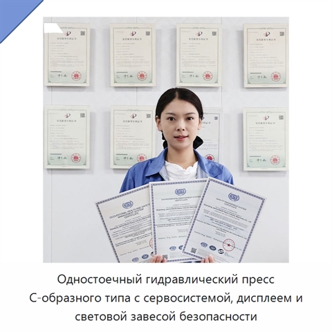 Одностоечный гидравлический пресс С-образного типа с сервосистемой, дисплеем и световой завесой безопасности