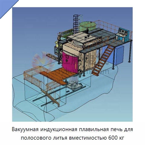 Вакуумная индукционная плавильная печь для полосового литья вместимостью 600 кг