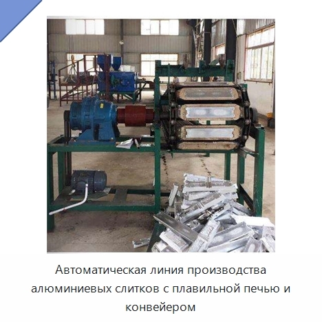 Автоматическая линия производства алюминиевых слитков с плавильной печью и конвейером