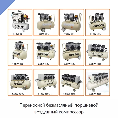 Переносной безмасляный поршневой воздушный компрессор