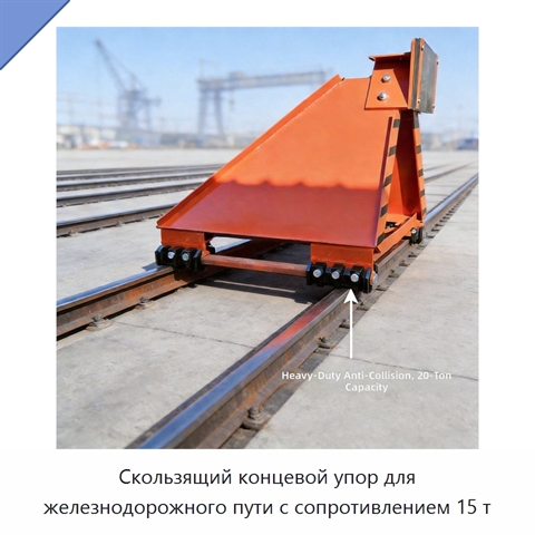 Скользящий концевой упор для железнодорожного пути с сопротивлением 15 т
