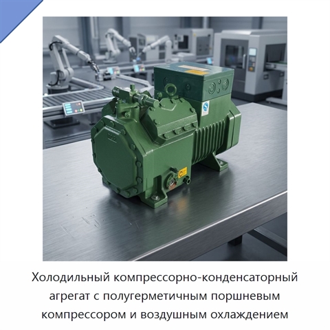 Холодильный компрессорно-конденсаторный агрегат с полугерметичным поршневым компрессором и воздушным охлаждением