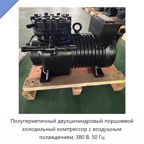 Полугерметичный двухцилиндровый поршневой холодильный компрессор с воздушным охлаждением, 380 В, 50 Гц