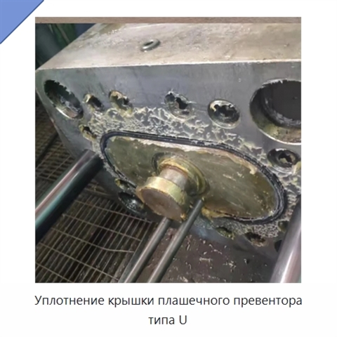 Уплотнение крышки плашечного превентора типа U