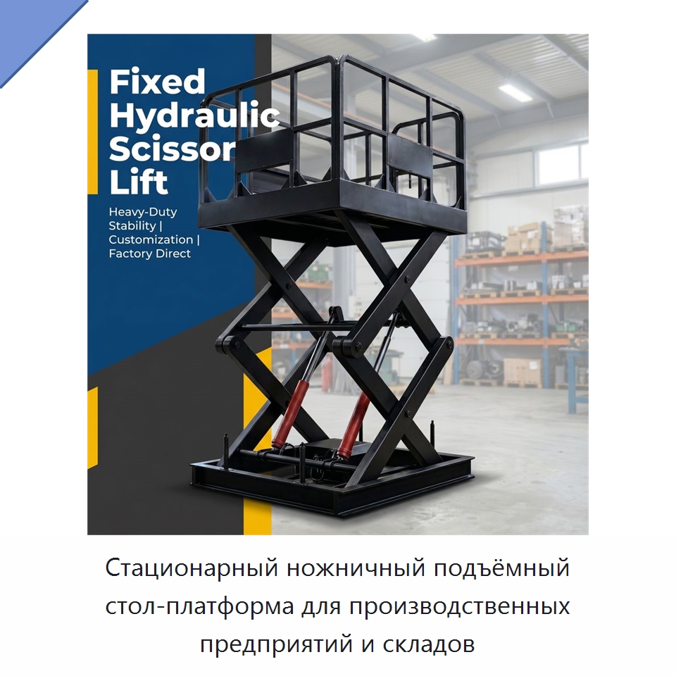 Стационарный ножничный подъёмный стол-платформа для производственных предприятий и складов — Подъемные столы