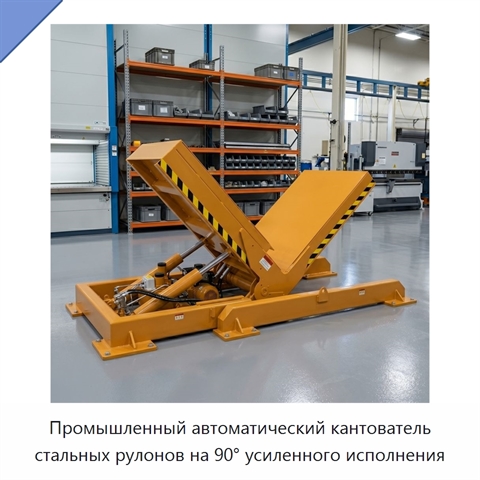 Промышленный автоматический кантователь стальных рулонов на 90° усиленного исполнения
