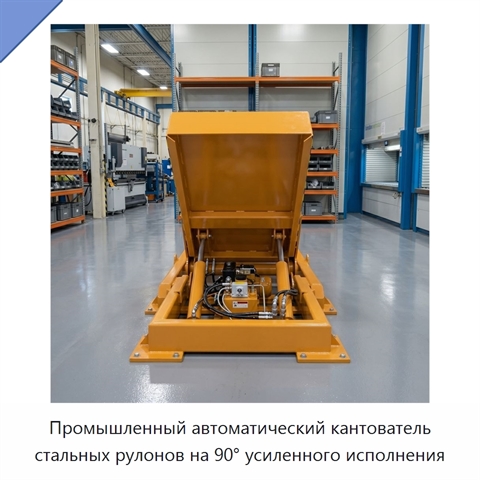 Промышленный автоматический кантователь стальных рулонов на 90° усиленного исполнения