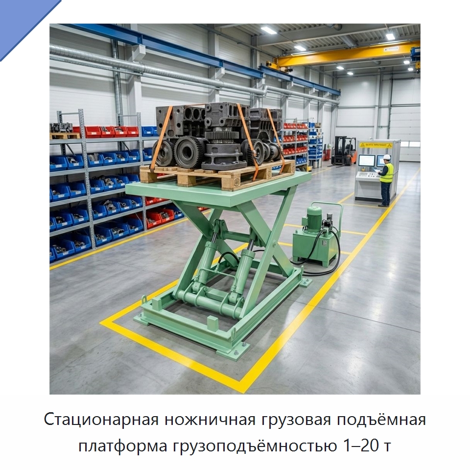 Стационарная ножничная грузовая подъёмная платформа грузоподъёмностью 1–20 т — Подъемные столы