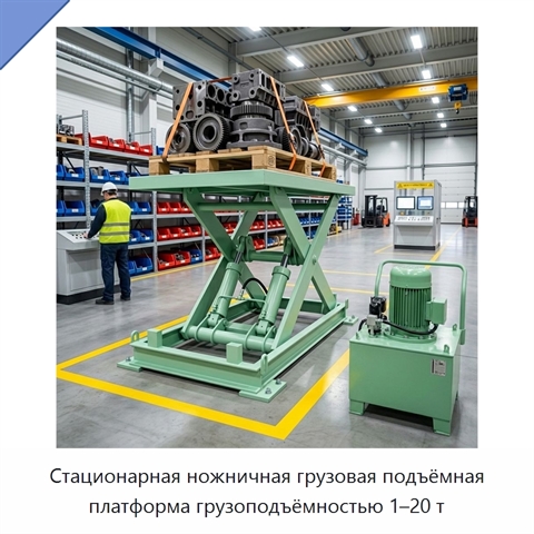 Стационарная ножничная грузовая подъёмная платформа грузоподъёмностью 1–20 т