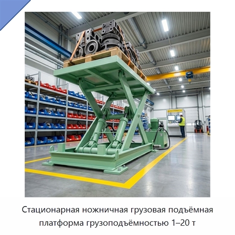 Стационарная ножничная грузовая подъёмная платформа грузоподъёмностью 1–20 т