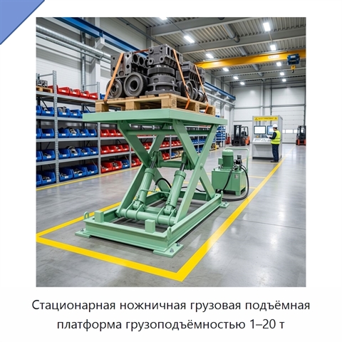 Стационарная ножничная грузовая подъёмная платформа грузоподъёмностью 1–20 т