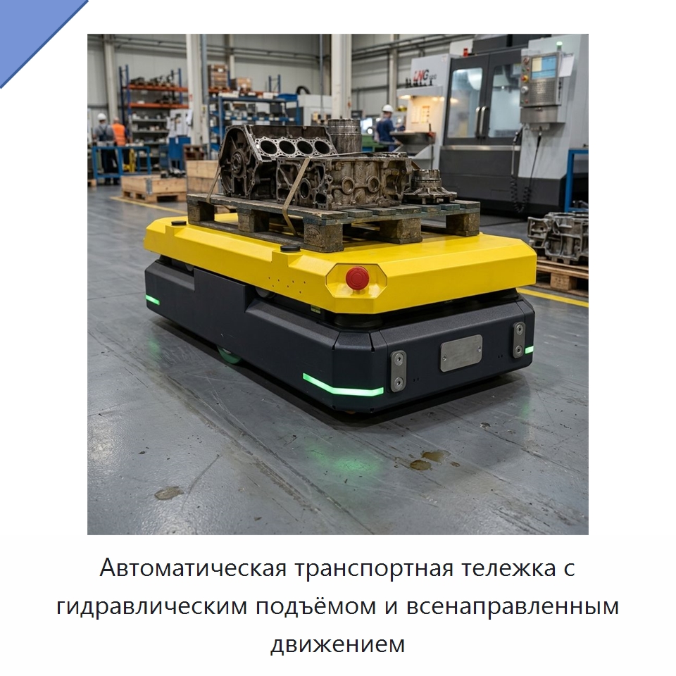Автоматическая транспортная тележка с гидравлическим подъёмом и всенаправленным движением — Подъемные столы