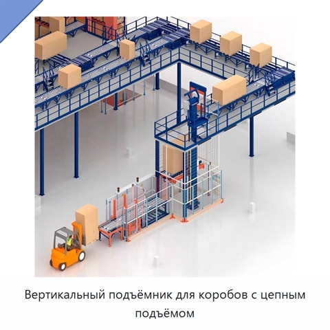Вертикальный подъёмник для коробов с цепным подъёмом