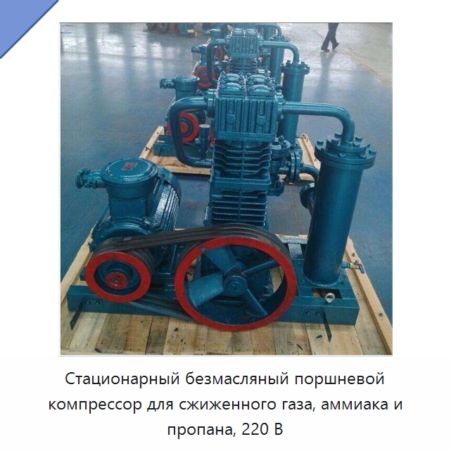 Стационарный безмасляный поршневой компрессор для сжиженного газа, аммиака и пропана, 220 В — Промышленные компрессоры
