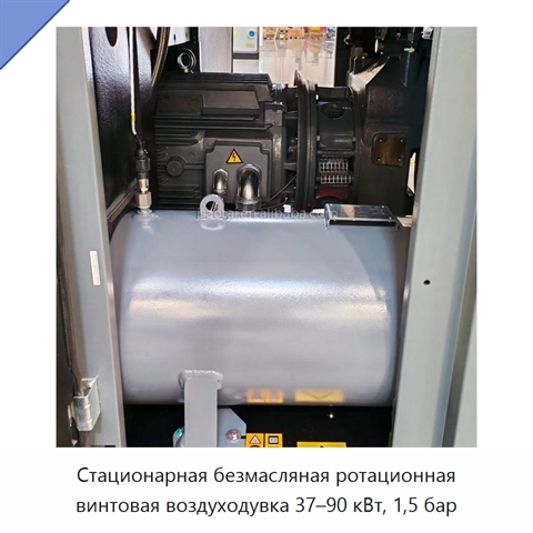 Стационарная безмасляная ротационная винтовая воздуходувка 37–90 кВт, 1,5 бар