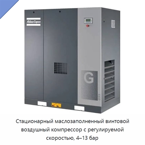 Стационарный маслозаполненный винтовой воздушный компрессор с регулируемой скоростью, 4–13 бар