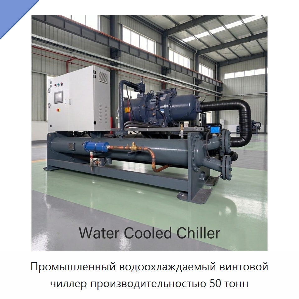 Промышленный водоохлаждаемый винтовой чиллер производительностью 50 тонн — Охладительное оборудование
