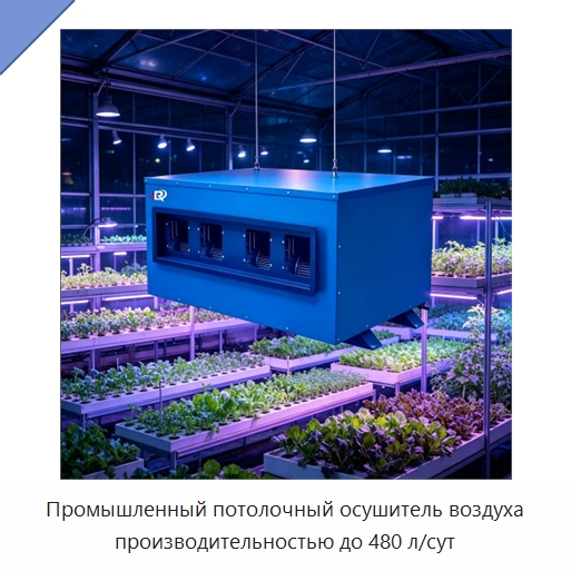 Промышленный потолочный осушитель воздуха производительностью до 480 л/сут — Воздухоочистительное оборудование