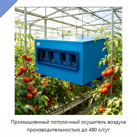 Промышленный потолочный осушитель воздуха производительностью до 480 л/сут