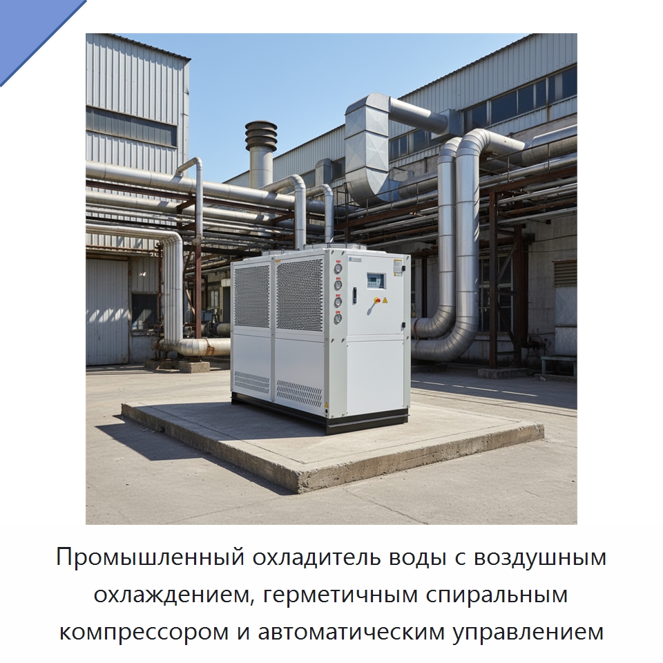 Промышленный охладитель воды с воздушным охлаждением, герметичным спиральным компрессором и автоматическим управлением — Охладительное оборудование