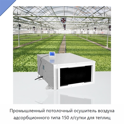 Промышленный потолочный осушитель воздуха адсорбционного типа 150 л/сутки для теплиц
