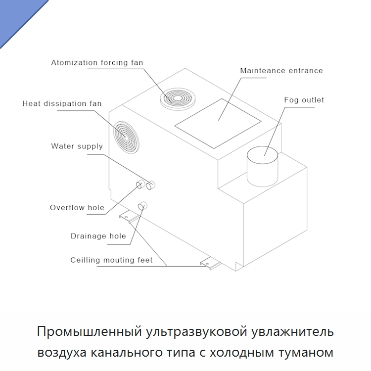 Промышленный ультразвуковой увлажнитель воздуха канального типа с холодным туманом
