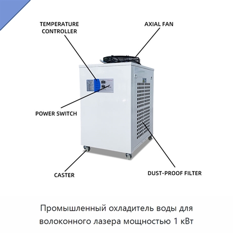 Промышленный охладитель воды для волоконного лазера мощностью 1 кВт