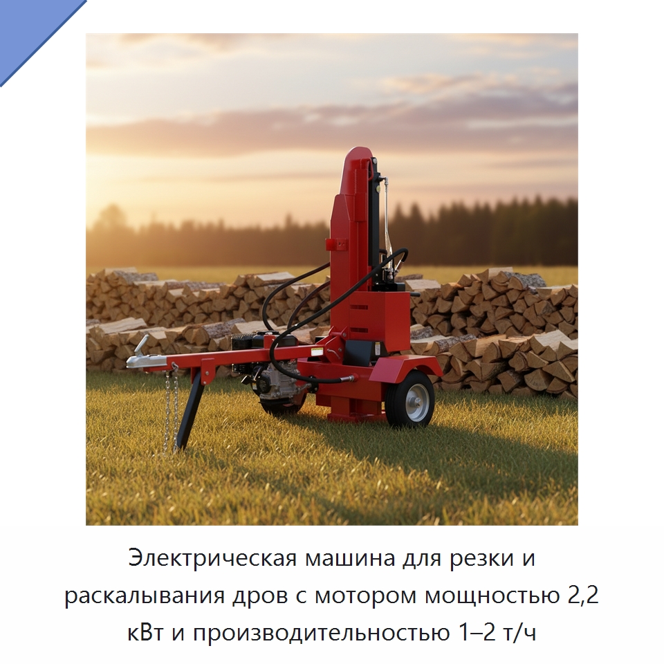 Электрическая машина для резки и раскалывания дров с мотором мощностью 2,2 кВт и производительностью 1–2 т/ч — Специальные сельскохозяйственные машины