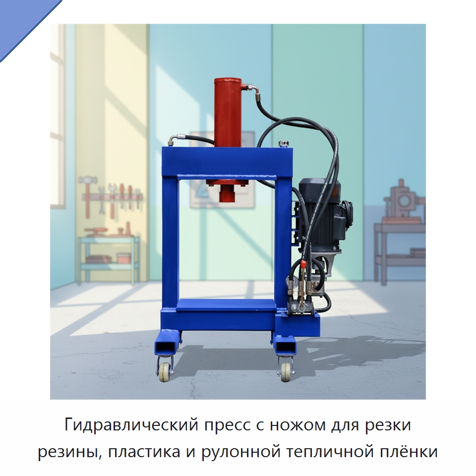 Гидравлический пресс с ножом для резки резины, пластика и рулонной тепличной плёнки — Гидравлические прессы