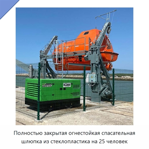Полностью закрытая огнестойкая спасательная шлюпка из стеклопластика на 25 человек