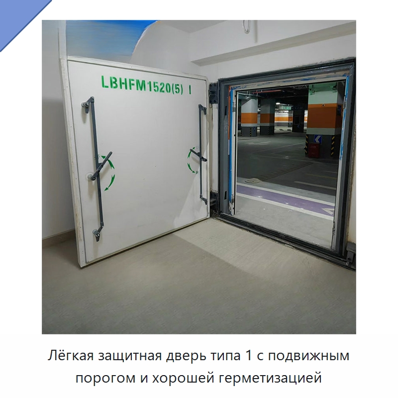 Лёгкая защитная дверь типа 1 с подвижным порогом и хорошей герметизацией — Специальные двери