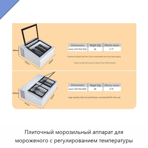 Плиточный морозильный аппарат для мороженого с регулированием температуры