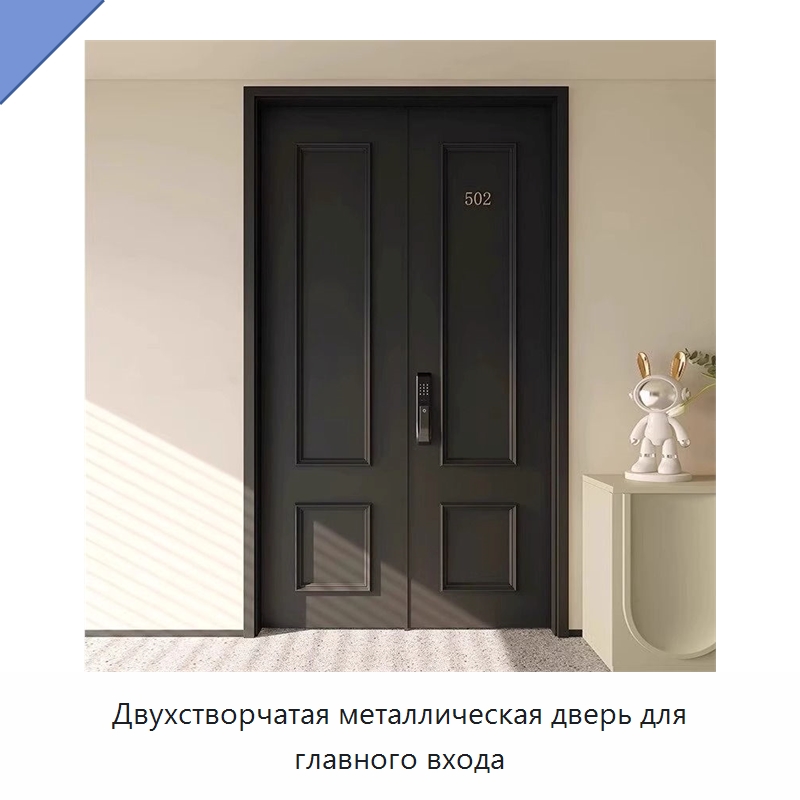 Двухстворчатая металлическая дверь для главного входа