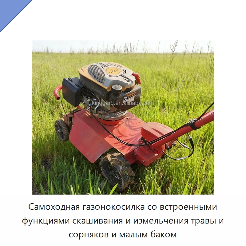 Самоходная газонокосилка со встроенными функциями скашивания и измельчения травы и сорняков и малым баком