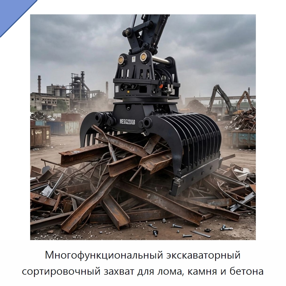 Многофункциональный экскаваторный сортировочный захват для лома, камня и бетона