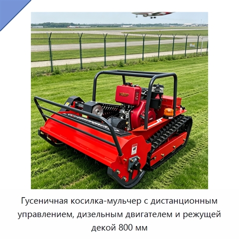 Гусеничная косилка-мульчер с дистанционным управлением, дизельным двигателем и режущей декой 800 мм