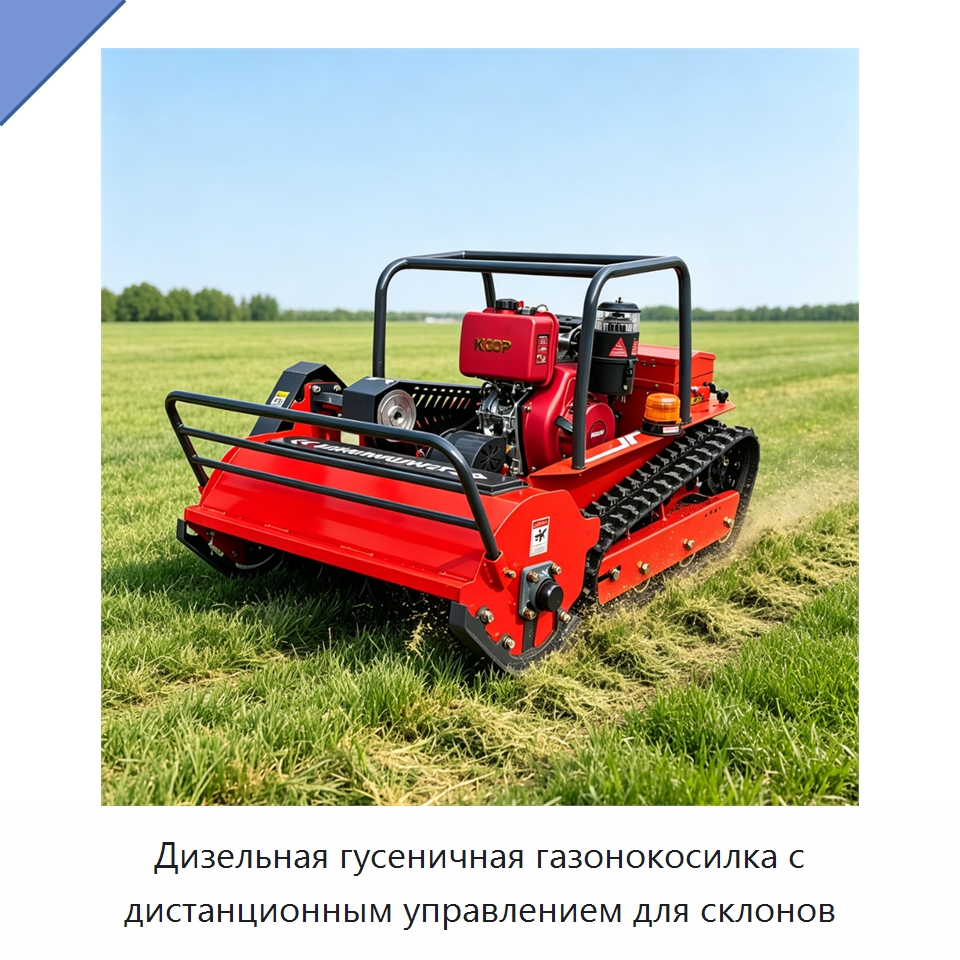 Дизельная гусеничная газонокосилка с дистанционным управлением для склонов