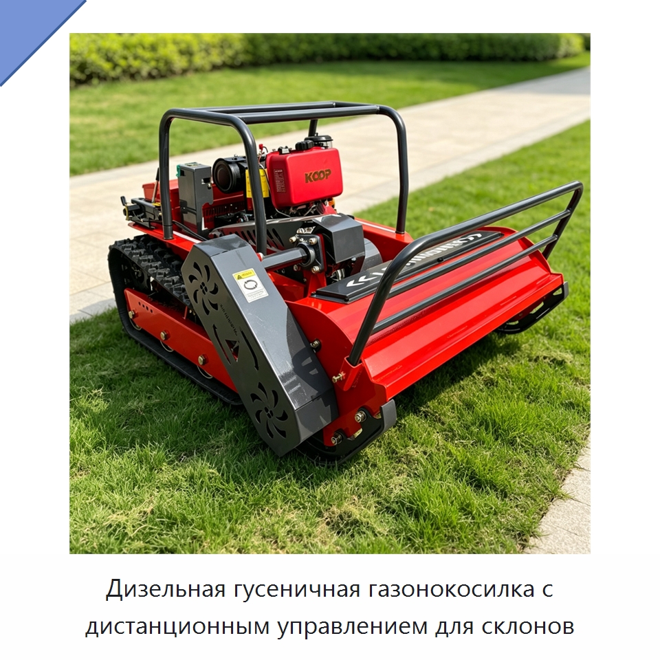 Дизельная гусеничная газонокосилка с дистанционным управлением для склонов