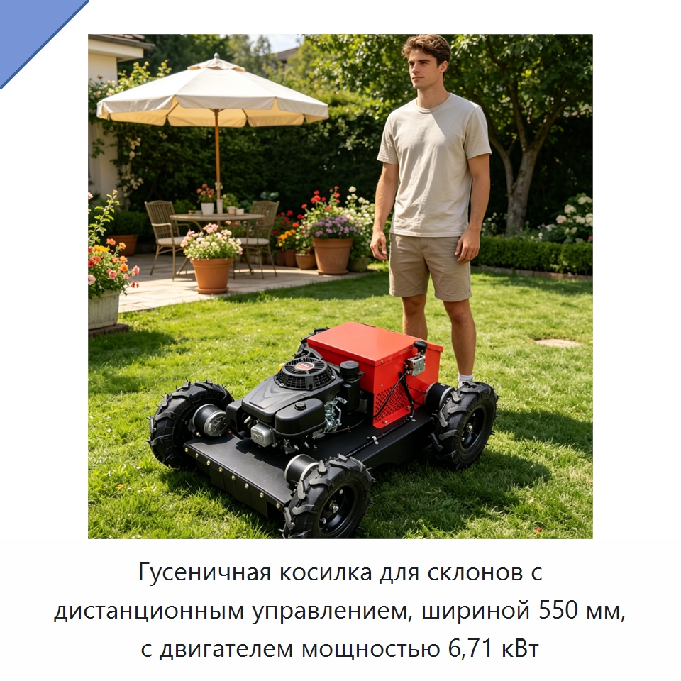 Гусеничная косилка для склонов с дистанционным управлением, шириной 550 мм, с двигателем мощностью 6,71 кВт — Газонокосилки