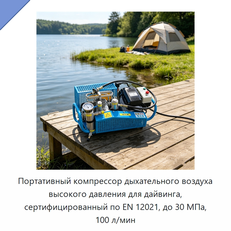 Портативный компрессор дыхательного воздуха высокого давления для дайвинга, сертифицированный по EN 12021, до 30 МПа, 100 л/мин — Промышленные компрессоры