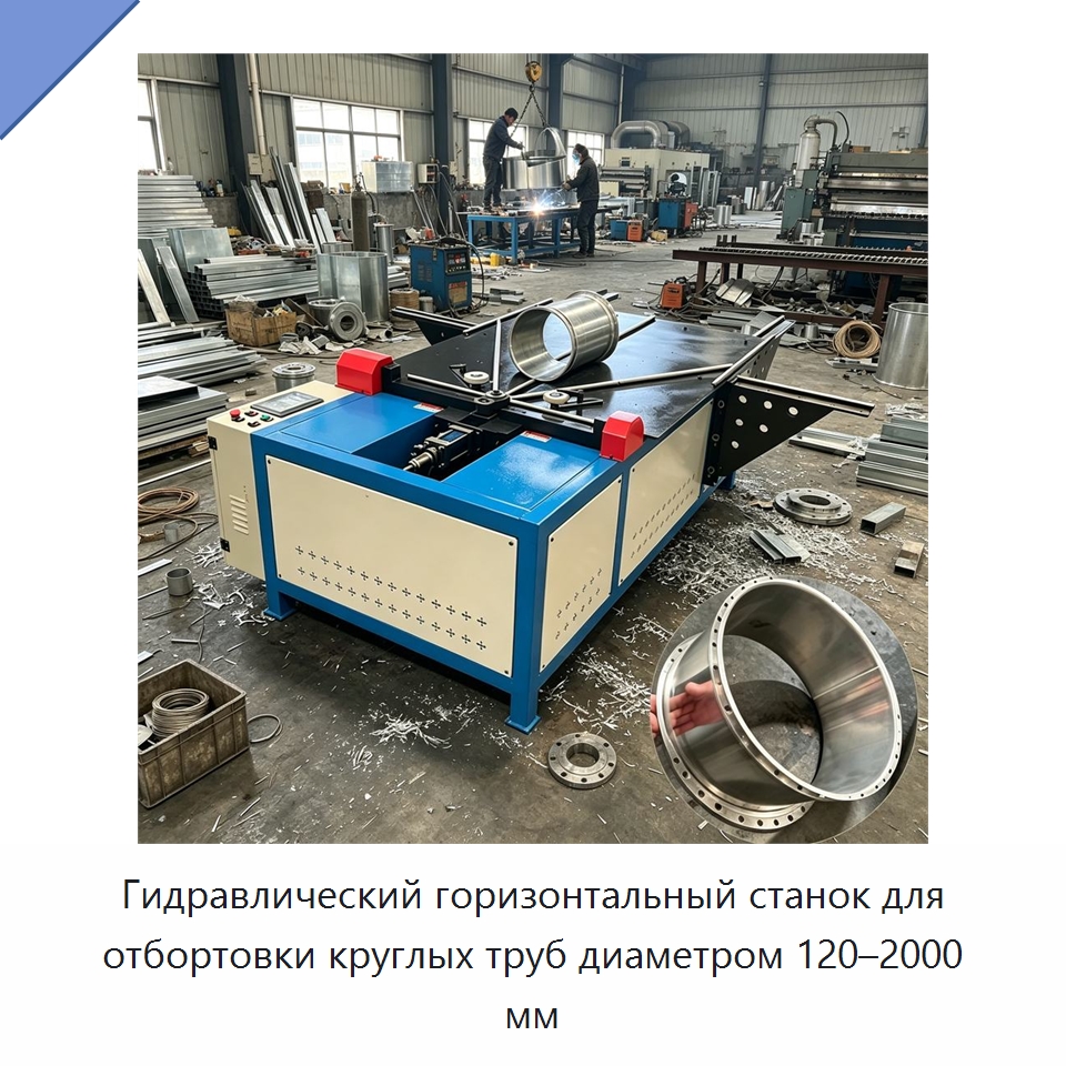 Гидравлический горизонтальный станок для отбортовки круглых труб диаметром 120–2000 мм — Специальное оборудование для металлообработки и металлургии
