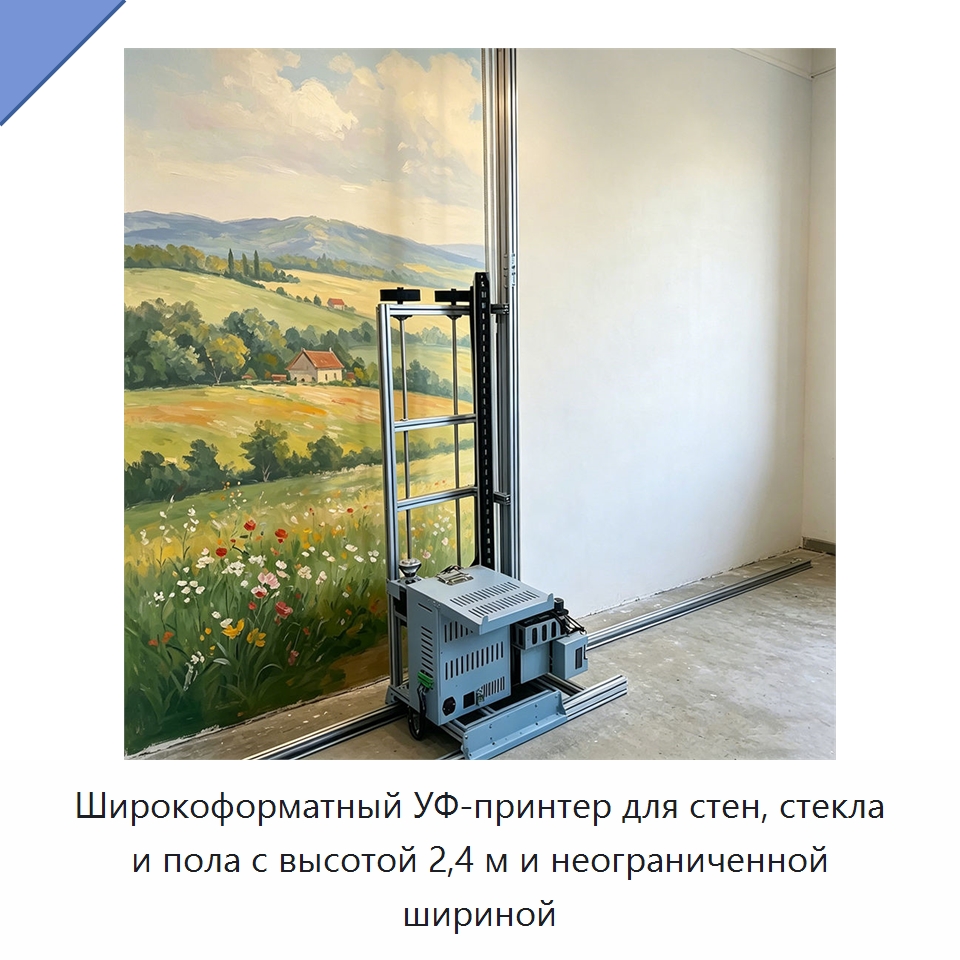 Широкоформатный УФ-принтер для стен, стекла и пола с высотой 2,4 м и неограниченной шириной — Специальная строительная техника